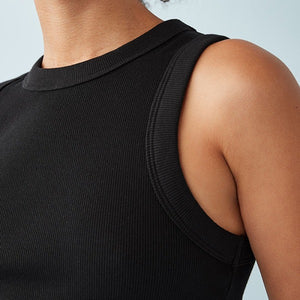 Black Ribbed Racer Tank Vest Sleeveless Top