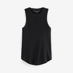 Black Ribbed Racer Tank Vest Sleeveless Top