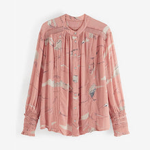 Load image into Gallery viewer, Blush Pink Long Sleeve Blouse With Lace Detail Cuff
