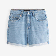 Load image into Gallery viewer, Mid Blue Comfort Stretch Denim Mom Shorts
