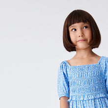 Load image into Gallery viewer, Blue Ditsy Print Short Sleeve Jumpsuit (3-12yrs)
