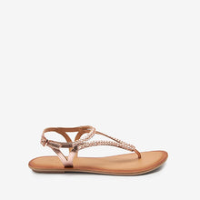 Load image into Gallery viewer, Rose Gold Forever Comfort® Leather Plait Toe Post Flat Sandals
