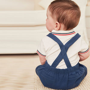Navy Blue Smart Jersey Baby Dungarees and Bodysuit Set (0mths-18mths)