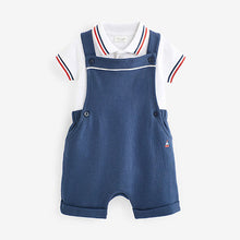 Load image into Gallery viewer, Navy Blue Smart Jersey Baby Dungarees and Bodysuit Set (0mths-18mths)
