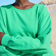 Load image into Gallery viewer, Fluro Green Drop Shoulder Stitch Detail Sweatshirt
