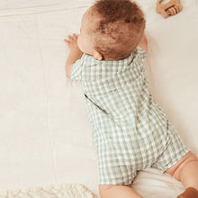 Load image into Gallery viewer, Green Woven Baby Shirt Playsuit (0mths-18mths)
