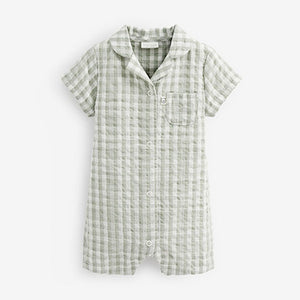 Green Woven Baby Shirt Playsuit (0mths-18mths)