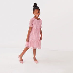 TIERED MESH PINK(5-12yrs)
