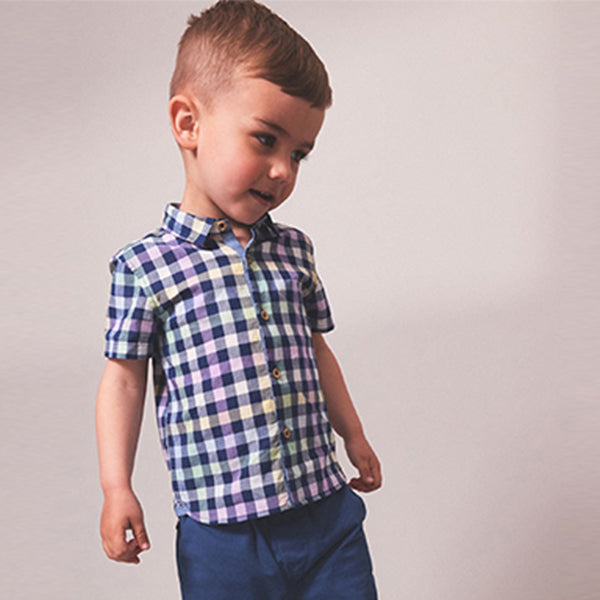 Navy Gingham Check Shirt (3mths-6yrs)