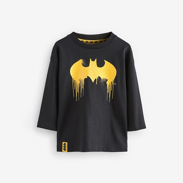 Black 100% Cotton Batman Long Sleeve T-Shirt (3mths-6yrs)