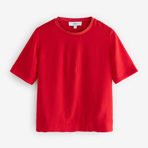 Red Short Sleeve Crew Neck Top