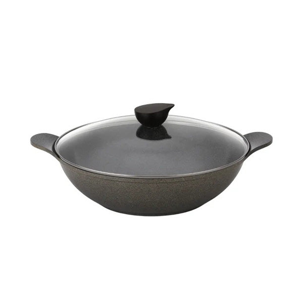 Eela Two Handle Wok Marble with Glss Lid 36cm