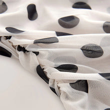 Load image into Gallery viewer, Ecru/Black Polka Dot Ruched Long Sleeved Mesh Top
