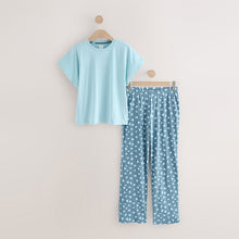 Load image into Gallery viewer, Blue Heart Short Sleeve Slogan Pyjamas
