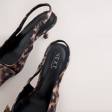 Load image into Gallery viewer, Leopard Satin Forever Comfort® Point Toe Bow Slingback Heels
