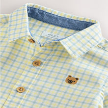 Load image into Gallery viewer, Yellow Gingham Character Long Sleeve Oxford Shirt (3mths-5yrs)
