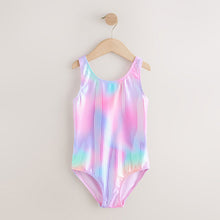 Load image into Gallery viewer, Pink Rainbow Foil Sequin Scoop Neck Swimsuit (3-11yrs)
