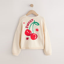 Load image into Gallery viewer, Ecru Cherry Graphic Cardigan (3-10yrs)
