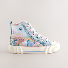 Load image into Gallery viewer, Denim Blue Rainbow Standard Fit (F) High Top Trainers
