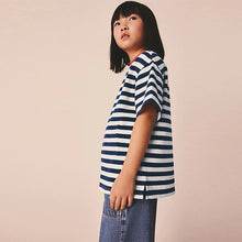 Load image into Gallery viewer, Blue Stripe Textured Oversized T-Shirt (3-12yrs)
