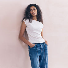 Load image into Gallery viewer, Ecru Short Sleeve Cornelli Textured Top
