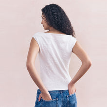 Load image into Gallery viewer, Ecru Short Sleeve Cornelli Textured Top
