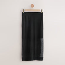 Load image into Gallery viewer, Black Mesh Midi Pencil Skirt
