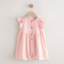 Load image into Gallery viewer, Pink Gingham Floral Flutter Sleeve Playsuit (3mths-6yrs)
