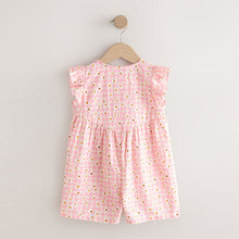 Load image into Gallery viewer, Pink Gingham Floral Flutter Sleeve Playsuit (3mths-6yrs)
