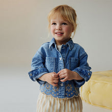 Load image into Gallery viewer, Mid Blue Denim Jacket and Stripe Trousers Set (6mths-5yrs)
