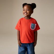 Load image into Gallery viewer, Red Gingham Short Sleeve Pocket T Shirt (3mths-6yrs)
