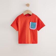 Load image into Gallery viewer, Red Gingham Short Sleeve Pocket T Shirt (3mths-6yrs)
