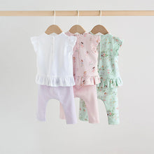 Load image into Gallery viewer, Pink/ Mint/ White Fairy Short Sleeve Top and Leggings Baby Set 6 Piece (0-18mths)
