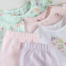 Load image into Gallery viewer, Pink/ Mint/ White Fairy Short Sleeve Top and Leggings Baby Set 6 Piece (0-18mths)
