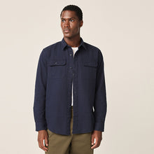 Load image into Gallery viewer, Blue Regular Fit Textured Waffle Long Sleeve Shirt
