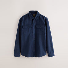 Load image into Gallery viewer, Blue Regular Fit Textured Waffle Long Sleeve Shirt
