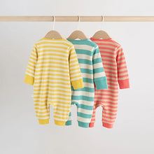 Load image into Gallery viewer, Multi Stripe Baby Sleepsuits 3 Pack (0mths-2yrs)
