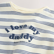 Load image into Gallery viewer, Blue Striped I love my Daddy Jersey Baby Romper
