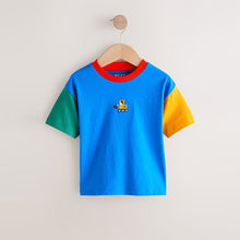 Load image into Gallery viewer, Blue/Green/Yellow Digger Short Sleeve Colourblock T-Shirt (3mths-6yrs)

