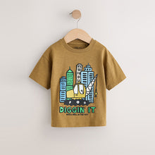 Load image into Gallery viewer, Teal Blue Digger Short Sleeve Graphic T-Shirts 3 Pack (3mths-6yrs)
