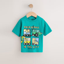 Load image into Gallery viewer, Teal Blue Digger Short Sleeve Graphic T-Shirts 3 Pack (3mths-6yrs)
