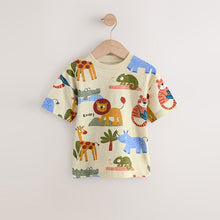 Load image into Gallery viewer, Green Safari Animals Short Sleeve Appliqué T-Shirts 3 Pack (3mths-6yrs)
