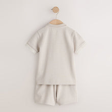Load image into Gallery viewer, Neutral Zip Neck Short Sleeve Polo Shirt And Shorts Set (3mths-6yrs)
