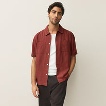 Load image into Gallery viewer, Rust Brown N.Premium Linen Tencel Blend Short Sleeve Shirt
