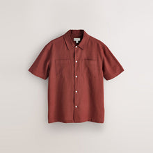 Load image into Gallery viewer, Rust Brown N.Premium Linen Tencel Blend Short Sleeve Shirt
