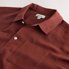 Load image into Gallery viewer, Rust Brown N.Premium Linen Tencel Blend Short Sleeve Shirt
