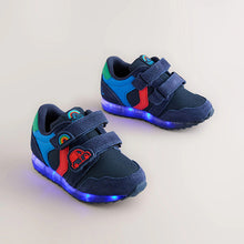 Load image into Gallery viewer, Navy Colourblock Touch Fastening Light Up Trainers
