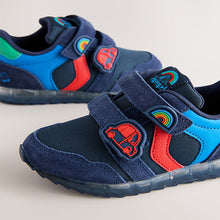 Load image into Gallery viewer, Navy Colourblock Touch Fastening Light Up Trainers
