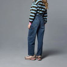 Load image into Gallery viewer, Dark Blue Ankle Straight Leg Carpenter Jeans
