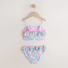 Load image into Gallery viewer, Pink/Yellow Ditsy Floral Frill Bikini (3-9yrs)
